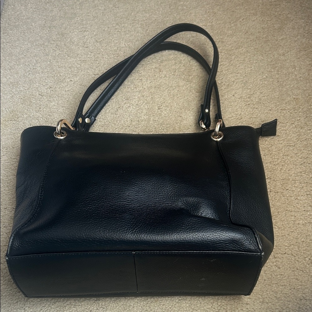 Elegant Black Leather Tote Bag